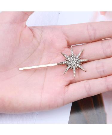 Inilbran Hairpin Clip Boho Crystal Star Hair Clip Hair Clip Gold Rhinestone Hair Pin Decorative Hair Pin Cz Star Head Clip Shiny Bridal Hair Accessories for Her (Large) - Buy Online on GoSupps.com