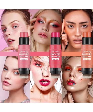 Cream Blush Stick | Waterproof Blush Makeup with Cheek Blush Lipstick Eyeshadow Makeup Stick Makeup Cosmetics for Girls and Women 3# - Buy Online on GoSupps.com