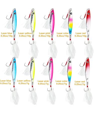 Fishing Jigs & Spoons Lures - Metal Blade Bait Spinner for Walleye, Bass, Trout - 10pcs Set (0.25oz & 0.35oz) - Freshwater & Saltwater Fishing - Buy Online on GoSupps.com