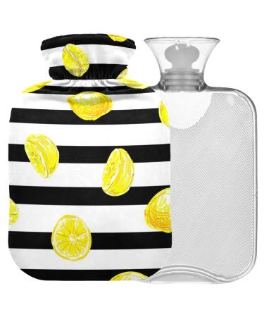 NAANLE striped lemon heat bottle with cover transparent hot water bottle 1l heat bottle for bed handfoot heat pain relief heat and cold therapy