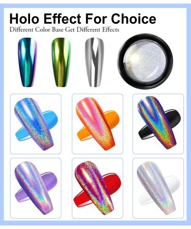 Bishengyf Silver Chrome Nail Powder - Holographic & Chameleon Nail Glitter Set (4 Pcs) for DIY Salon Manicure & Nail Art Decoration - Buy Online on GoSupps.com