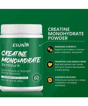 ESUNM Creatine Monohydrate Powder 5g Per Serving Creatine Powder for Lean Muscle Gain Improve Performance and Strength and Support Workout Recovery Unflavored 10.6 oz 60 Servings - Buy Online on GoSupps.com