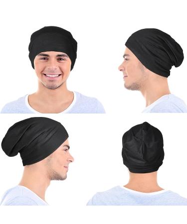2-Piece Silk Satin Bonnet Set for Men with Natural Curly Hair - Black & Navy Blue - Buy Online on GoSupps.com