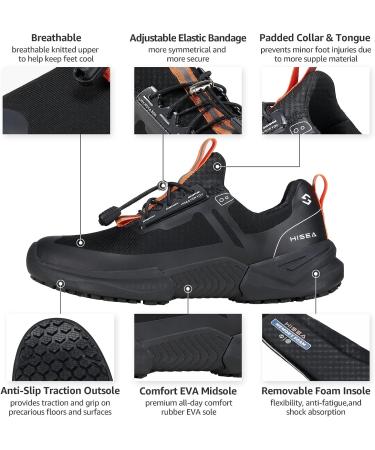 HISEA Women's Non-Slip Work Shoes - Slip Resistant Nurse Shoes - Lightweight Comfort Sneakers - Size 8, Black - Buy Online on GoSupps.com