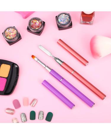 Fingertoys Dual-Ended Polygel Brush - 2-in-1 Nail Design Tool for Acrylic & UV Gel Extensions (Violet & Pink) - Buy Online on GoSupps.com