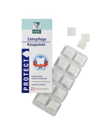 Baders Protect Dental Care Cup | Sugar-Free 100% Xylitol Gum | Less Plaque & Whiter Teeth | 3 Pack of Mint Chewing Gum Squares (60 Pieces) - International Shipping - Buy Online on GoSupps.com