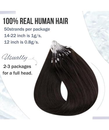 Hetto Microring Real Hair Extensions - Darkest Brown #2 50g 35cm | Remy Micro Loop Hair Extensions - Buy Online on GoSupps.com