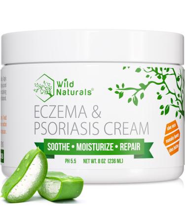 Wild Naturals Eczema & Psoriasis Cream for Dry and Itchy Skin - Eczema Cream for Adults & Kids - Eczema Relief & Psoriasis Moisturizer with Manuka Honey Cream - Eczema Face Cream 8 Ounce (Pack of 1)