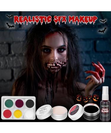 Ultimate Halloween Zombie Makeup Kit | 6 Colors SFX Bruise Palette Scar Wax Fake Blood & Tools for Demonic Cosplay - Buy Online on GoSupps.com