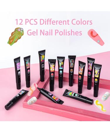 Buy 3D Nail Gel Set - 12 Colors for Nail Art Sculpting & Design | 5D Candy Gel & Molding Gel | DIY Manicure Kit - Buy Online on GoSupps.com