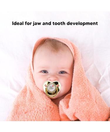 Luxury Baby Pacifier - Soft Silicone Nipple with Chain Clip for Newborns 6-18 Months - Gold - Buy Online on GoSupps.com