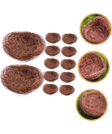 Unomor 12th Simulated Bird Nest - Decorative Easter Egg Nest for Outdoor & Tree Decoration | Mini Hemp Silk Birds 12x12cm Coffee - Buy Online on GoSupps.com