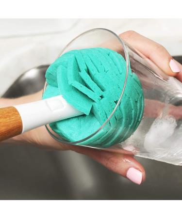 Full Circle Crystal Clear 2.0 Bamboo Handle Glassware Cleaning Sponge - Eco-Friendly & Replaceable - Buy Online on GoSupps.com
