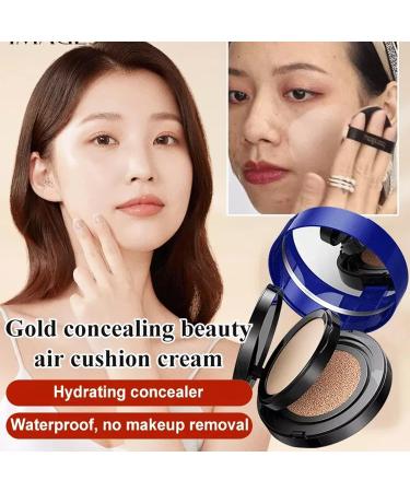 Gold 2 in 1 Cushion Pressed Powder Concealer Liquid Foundation | Onebikiniha Magical Air Cushion (Natural) - Buy Online on GoSupps.com