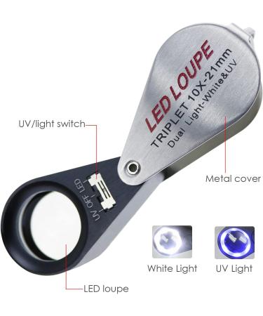 10x Magnifier Loupe with LED Light for Jewelry, Rocks, Coins - 10x Magnification - Buy Online on GoSupps.com