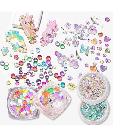 CHANGAR Crystal Glass Mermaid Rhinestones Butterfly Flower Nail Charms - 4 Boxes Nail Art Gems for DIY Crafting - Buy Online on GoSupps.com