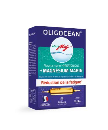 OLIGOCEAN-AQUAMAG-Plasma Marine Magnesium from the Breton Coast-Remineralization Reduce Fatigue-Made in France - 20 ampoules of 10 ml