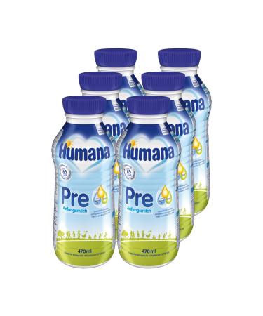 Humana initial milk pre -ready from birth ready -to -drink infant milk in addition to breast milk or as sole pre food baby food with DHA and only lactose 6 x 470 ml 6 x 470 ml liquid