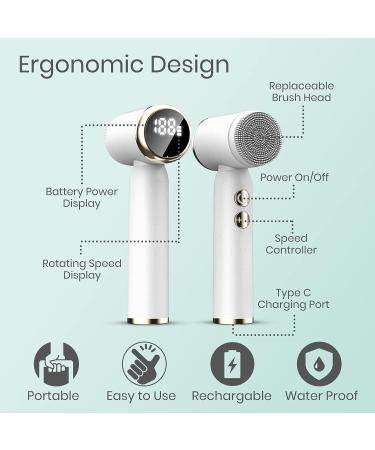 UnTI Electric LED Facial Cleansing Brush Set - 6 in 1 Rechargeable Waterproof Face Cleanser for Oily, Dry, Sensitive Skin - White Exfoliating Tool for Women & Men - Buy Online on GoSupps.com