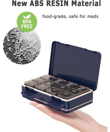 7-Day Pill Organizer - 3 Times a Day | Travel-Friendly Double-Sided Pill Case with 8 Compartments for Vitamins & Medications - Blue - Buy Online on GoSupps.com