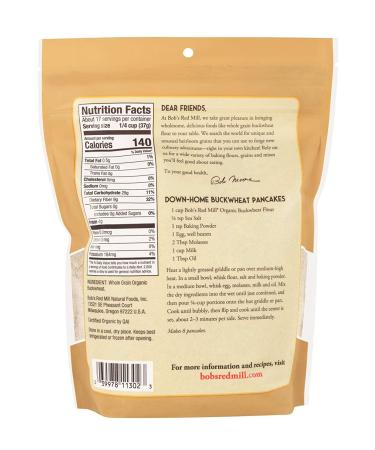 Organic Buckwheat Flour - Bobs Red Mill, 22 Ounce - Gluten-Free Baking - Buy Online on GoSupps.com