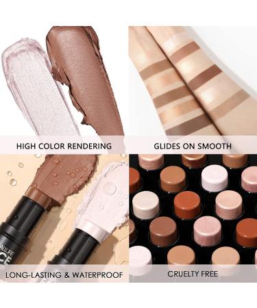 2 PCs Contouring Stick Set - Cream Bronzer & Highlighter for Long-Lasting Face Make-up | Universal Shade - Enhance Your Contours & Glow - Buy Online on GoSupps.com