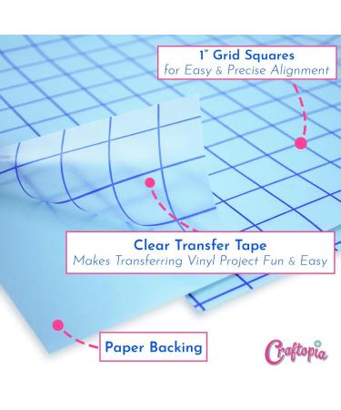 Craftopia 12x12' Clear Transfer Tape for Permanent Vinyl Roll with Blue Alignment Grid - Made in USA | Ideal for Cricut, Cameo, Silhouette | Premium Quality - Buy Online on GoSupps.com