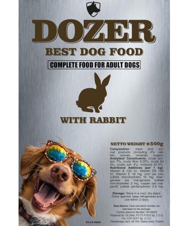 DOZER Adult Dog Food | Complete Food with Different Types of Meat (500 g) | Natural and Nutritious | Wet Dog Food (x 10 Rabbits) - Buy Online on GoSupps.com