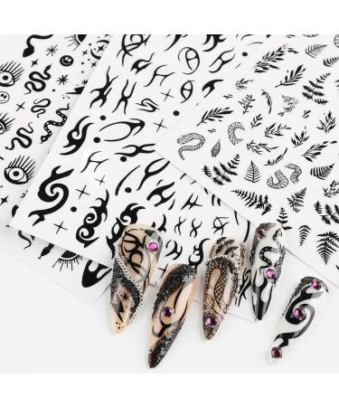 Black Skull Goth Nail Art Stickers - 3D Horror Butterfly Flame Moon Stars Rose Decals - Manicure Decoration Supplies - Buy Online on GoSupps.com