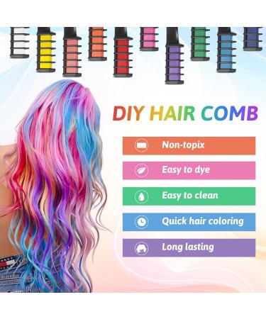 FCXQG 10 PCs Hair Chalk Set for Kids Temporary Hair Color with 10 Hair Cables for DIY Cosplay Parties & Birthdays - Buy Online on GoSupps.com