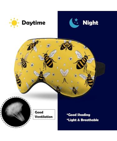 Cute Bees Printed Eye Mask | Soft Blindfold & Adjustable Strap | Ideal for Travel & Sleep - Buy Online on GoSupps.com