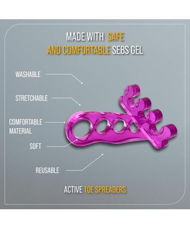 Toe Spacers - One Size Fits All | Reusable Silicone Correctors for Bunion & Hammer Toe | Yoga Toe Spreaders for Perfect Alignment - Buy Online on GoSupps.com
