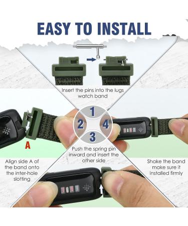 Fitbit Inspire Nylon Sport Loop Bands Set - Dark Black/Navy Green/Iron Grey/Official Black/New Midnight Blue - Soft Breathable Replacement Straps for Women Men Kids - Buy Online on GoSupps.com