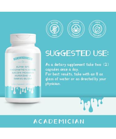 ACADEMICIAN Alpha GPC Capsule with Bacopa Monnieri Ginkgo Biloba Capsules Huperzine-a Supplement - 120 Count - Buy Online on GoSupps.com