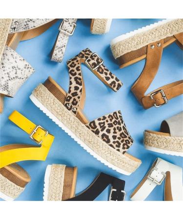 Ladmiple Women's Wedge Sandals - Dressy Comfy Slip-On Ankle Buckle Sandals | Open Toe Platform for Summer Beach - Size 9, Black - Buy Online on GoSupps.com