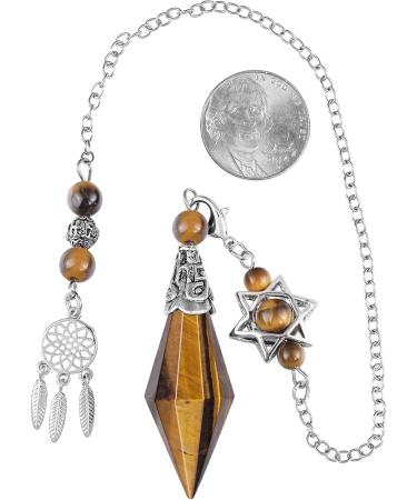 Kyeygwo Tiger Eye Cone Stone Pendulum - Double Crystal Point Quartz Gemstone for Divination Meditation & Reiki Healing - Unisex Brown Gemstone Pendant - Buy Online on GoSupps.com