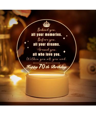 Vetbuosa 70th Birthday Gifts for Women and Men 70 Years Old Birthday Gifts Night Light 1952 70th Birthday for Grandma Grandad Father Mother Husband Wife Anniversary Ideas Night Lamp 70th Birthday Gifts Night Light