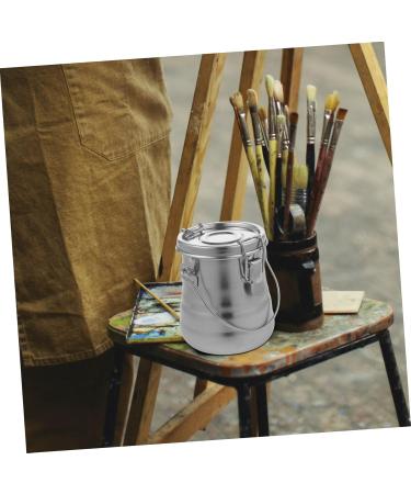 Tofficu Stainless Steel Paint Brush Washing Bucket - Artist Brush Washer Tub Cleaner 10x8cm Silver - Durable Metal Brackets & Washers - Buy Online on GoSupps.com