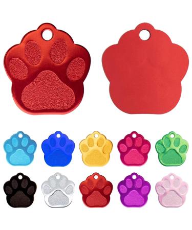 Ibera Gifts - Personalized dog brand paw for medium -sized to large dogs and cats with engraving name collar personalized pendant brand address trailer dog hall tape (red)
