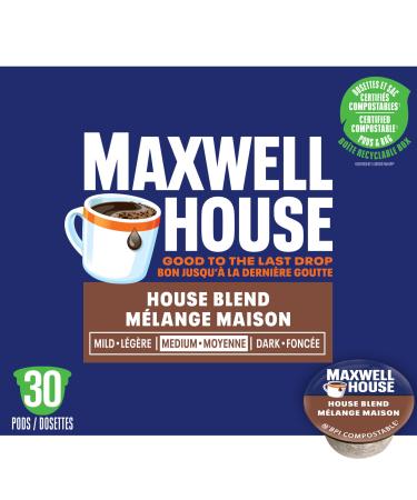 Maxwell House House Blend Coffee Certified Compostable K-Cup Coffee Pods 30 Pods House Blend House Blend 30 count (Pack of 1)