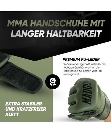 Madgon Premium MMA Gloves - Ultimate Sparring & Grappling Gear for Men & Women | Olive/Black | Ideal for Krav Maga Muay Thai Punching Bag - Buy Online on GoSupps.com