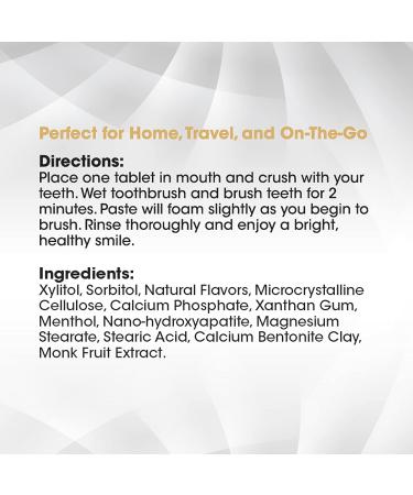 Chewable Xylitol Toothpaste Tablets - 90 Natural Vanilla Mint Tabs | Fluoride-Free Eco-Friendly Glass Jar | Vegan & Made in USA - Buy Online on GoSupps.com