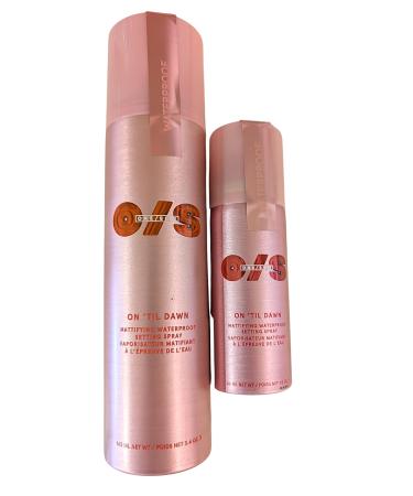 On Til Dawn Big & Bitty Mattifying Waterproof Setting Spray Duo Includes Full Size (3.4 fl. oz / 146 mL) and Travel Size (1.0 fl. oz / 46 mL)