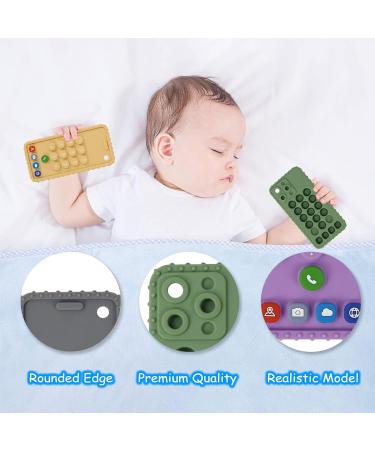 2-Pack Silicone Baby Teething Toys | BPA-Free Mobile Phone Teether for Babies 6-12 Months | Soft-Textured Chew Toys | Purple+Green - Buy Online on GoSupps.com