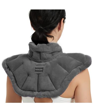 Microwavable Heating Pad for Neck and Shoulders, Extra Large Weighted Heated Neck Wrap Microwave with Moist Heat Reusable (Gray) Neck & Shoulders - Dark Gray