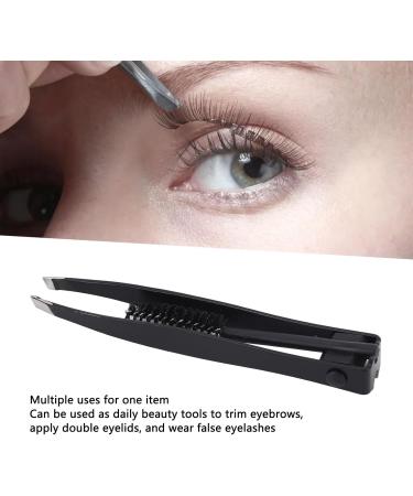 Verdant Touch Mini Slant Tweezer 2 in 1 Multifunctional Eyebrow Tweezer with Comb Slant Tip Mini Grooming Tool for Eyebrows Facial Hair Eyelashes Black - Buy Online on GoSupps.com