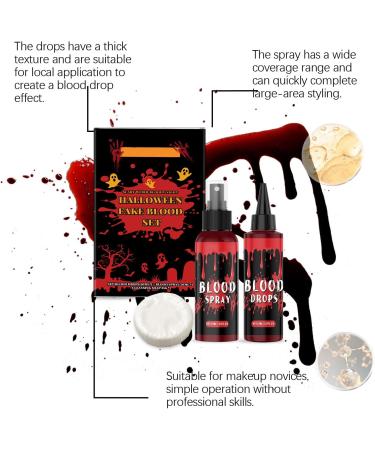  Rubu22a Halloween Artificial Blood Kit - 50ml Fresh Artificial Blood + 50ml Dark Red Theatre Blood - Artificial Blood - Washable - For Halloween Zombie Vampire Wounds (50ml + 50ml) - Buy Online on GoSupps.com
