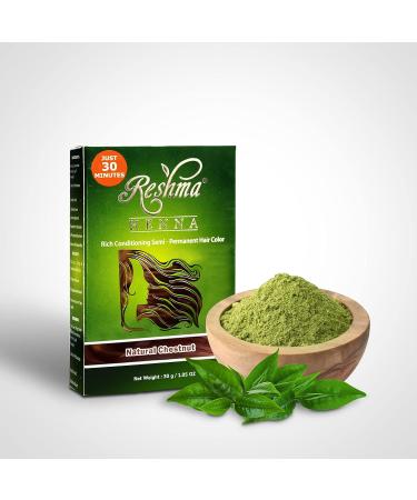 Reshma Beauty 30 Minute Henna Hair Color with Herbs for Soft, Shiny Chestnut Hair - 1.05 oz Pack - Buy Online on GoSupps.com