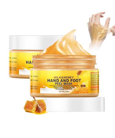 Lot de 2 masques exfoliants pour les mains et les pieds au lait de miel nourrit et hydrate les peaux s ches et rugueuses limine doucement les peaux mortes pour les mains craquel es et s ches |