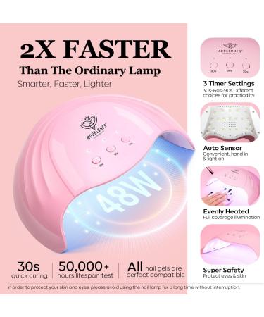 Modelones Gel Nail Kit with 48W Lamp - 12 Colors Pink Polish Set + UV LED Lamp - Starter Kit with Top & Base Coat for DIY Manicure - Buy Online on GoSupps.com